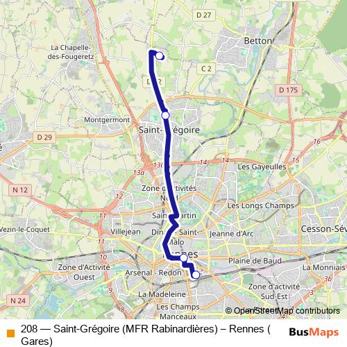 208 bus Line Map