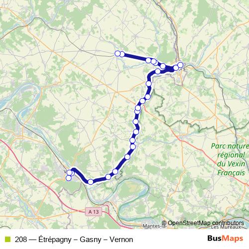 208 bus Line Map