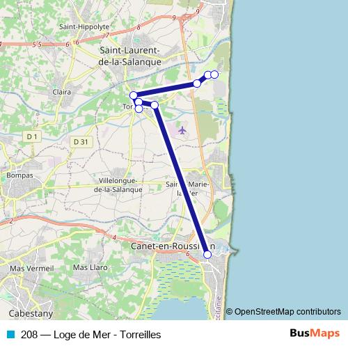 208 bus Line Map
