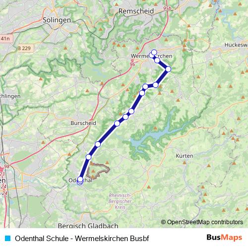 Odenthal Schule - Wermelskirchen Busbf tram Line Map