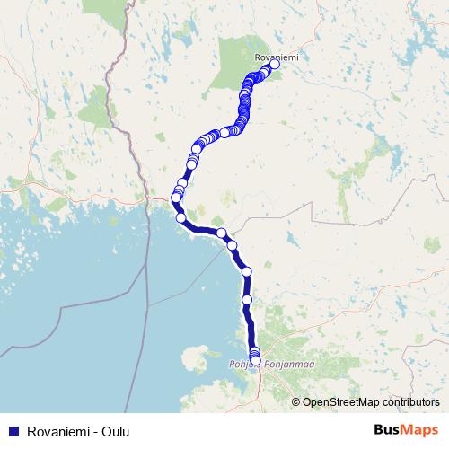 Rovaniemi - Oulu bus Line Map