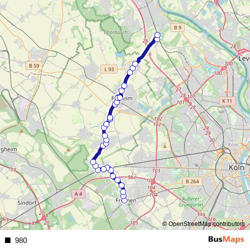 980 bus Line Map