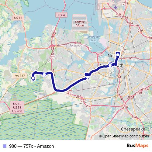 980 bus Line Map