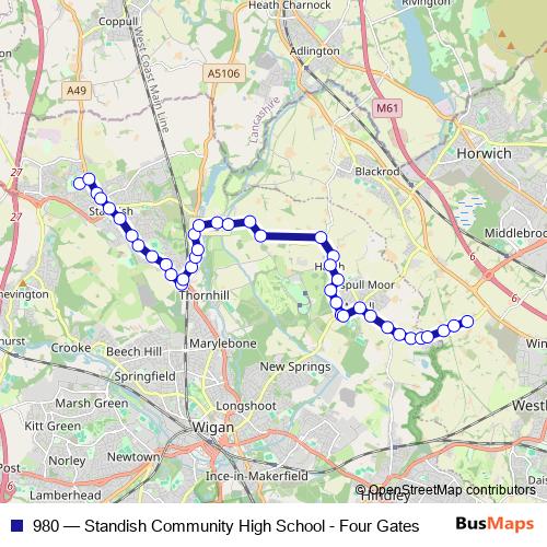 980 bus Line Map