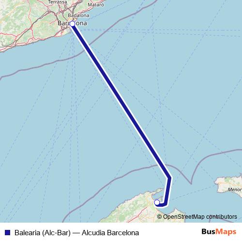 Balearia (Alc-Bar) ferry Line Map