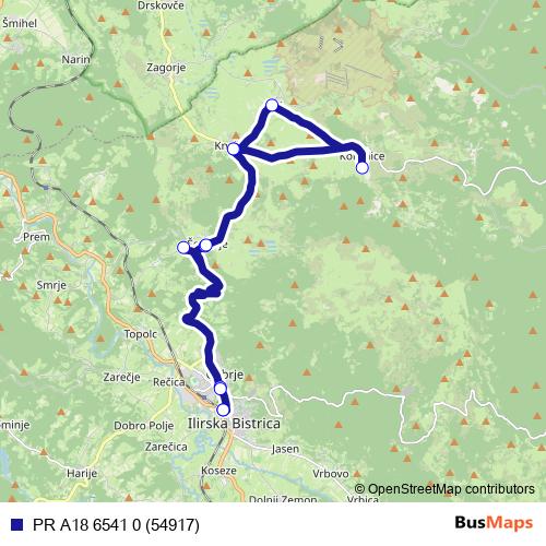 PR A18 6541 0 (54917) bus Line Map