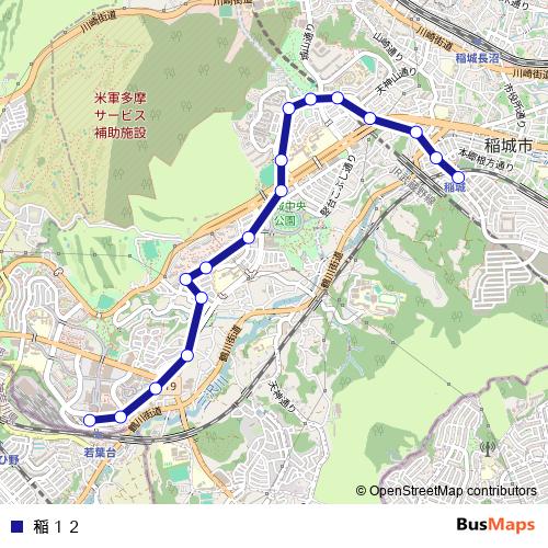 稲１２ bus Line Map