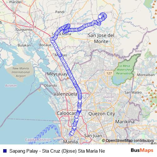 Sapang Palay - Sta Cruz (Djose) Sta Maria Ne bus Line Map