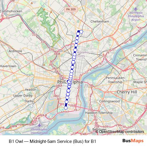 B1 Owl bus Line Map
