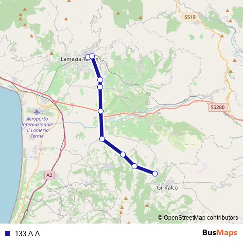133 A A bus Line Map