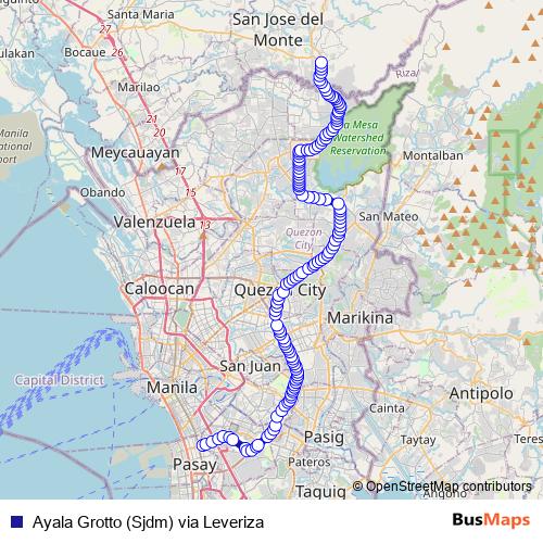 Ayala Grotto (Sjdm) via Leveriza bus Line Map