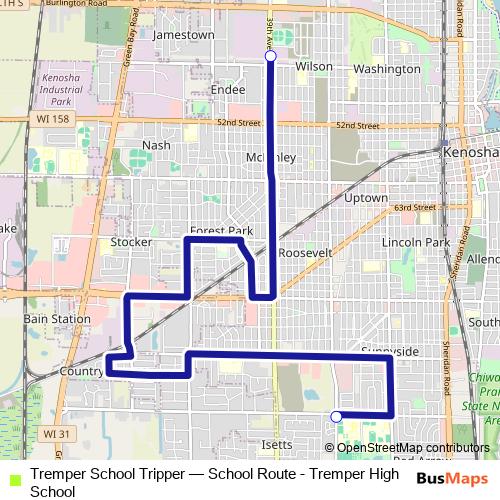 Tremper School Tripper bus Line Map