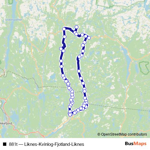 881t bus Line Map