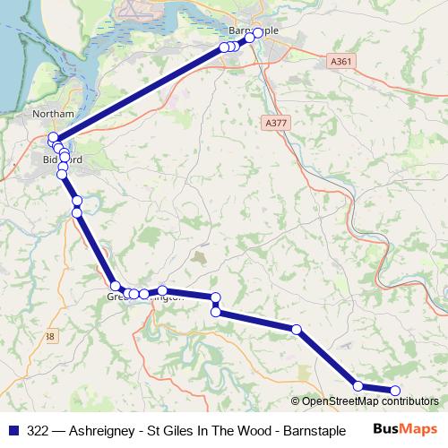 322 bus Line Map