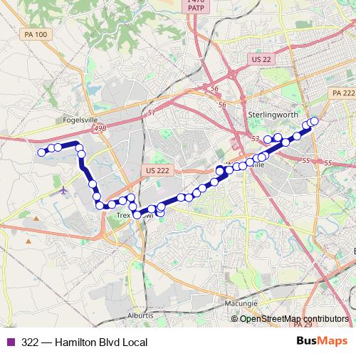 322 bus Line Map