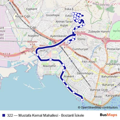 322 bus Line Map