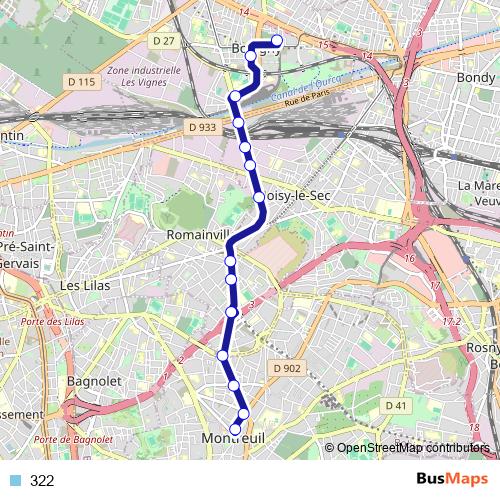 322 bus Line Map