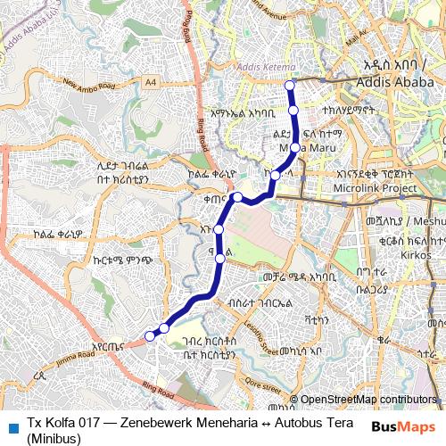 Tx Kolfa 017 bus Line Map