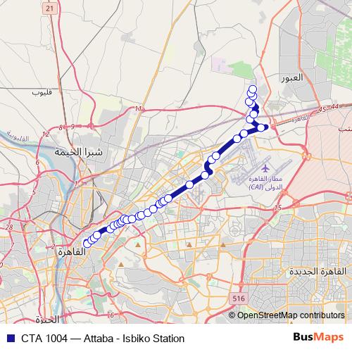 CTA 1004 bus Line Map