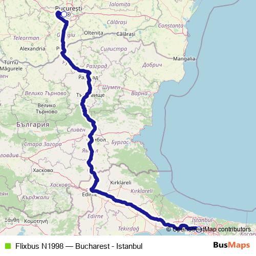 Flixbus N1998 bus Line Map