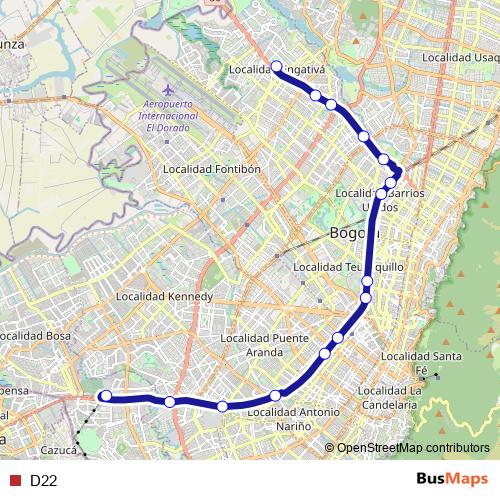 D22 bus Line Map