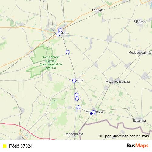 Pótló 37324 bus Line Map