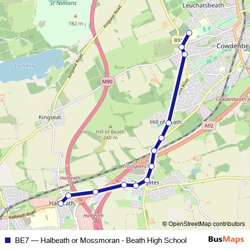 BE7 bus Line Map