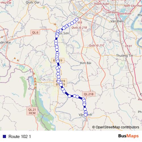 Route 102 1 bus Line Map