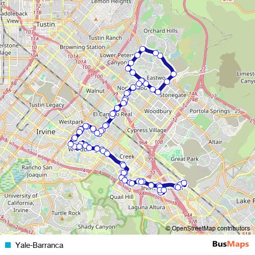 Yale-Barranca bus Line Map