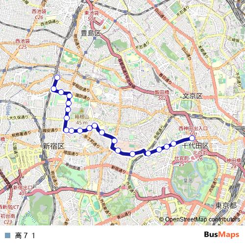 高７１ bus Line Map