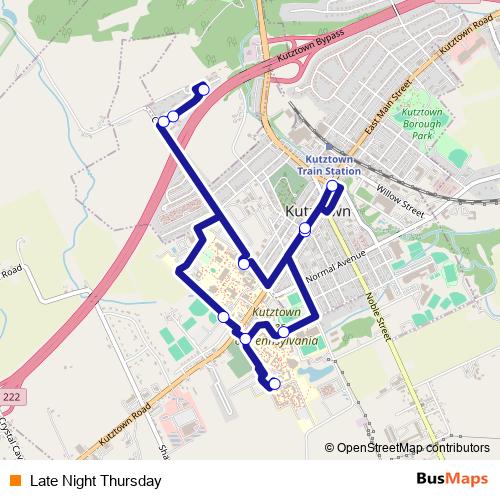 Late Night Thursday bus Line Map