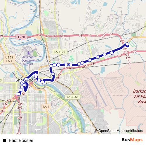 East Bossier bus Line Map