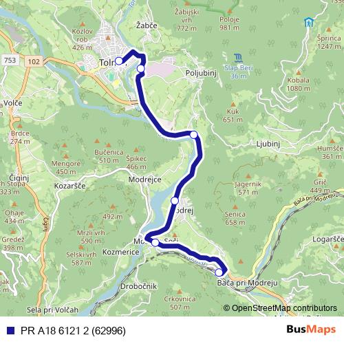 PR A18 6121 2 (62996) bus Line Map