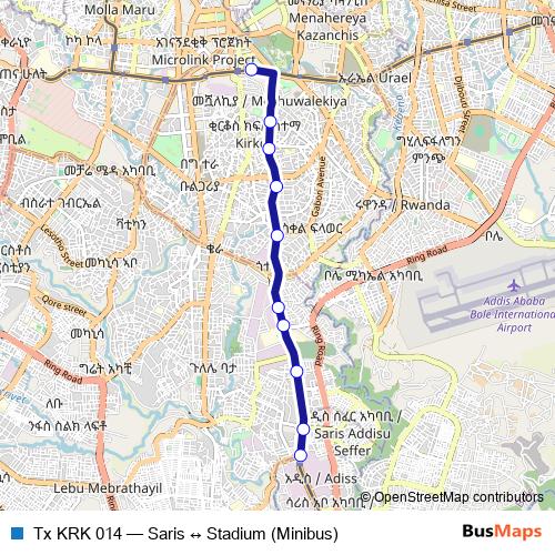 Tx KRK 014 bus Line Map