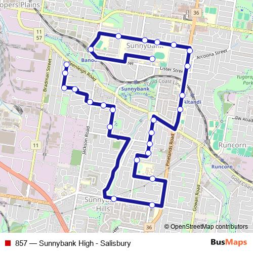857 bus Line Map
