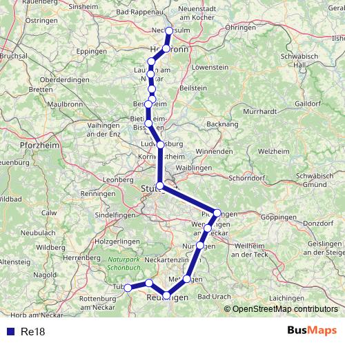 Re18 rail Line Map