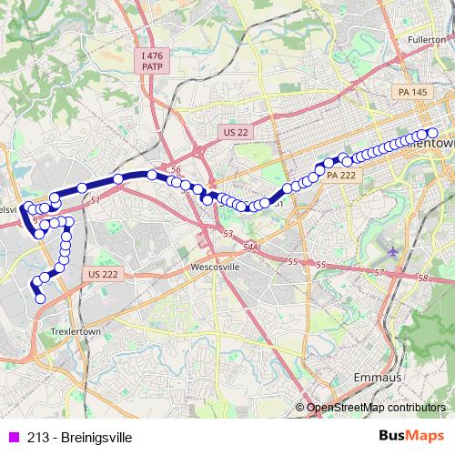 213 - Breinigsville bus Line Map