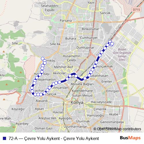72-A bus Line Map