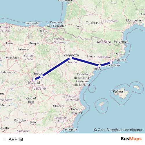 AVE Int rail Line Map