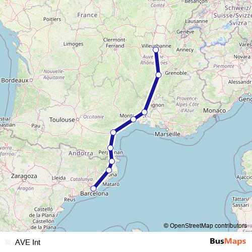 AVE Int rail Line Map