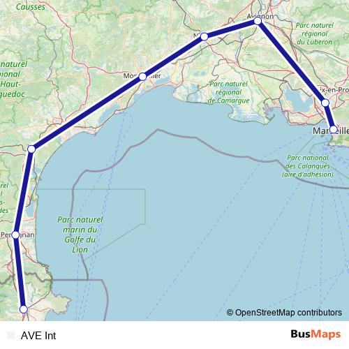 AVE Int rail Line Map