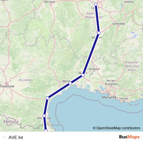 AVE Int rail Line Map