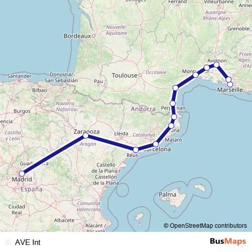 AVE Int rail Line Map