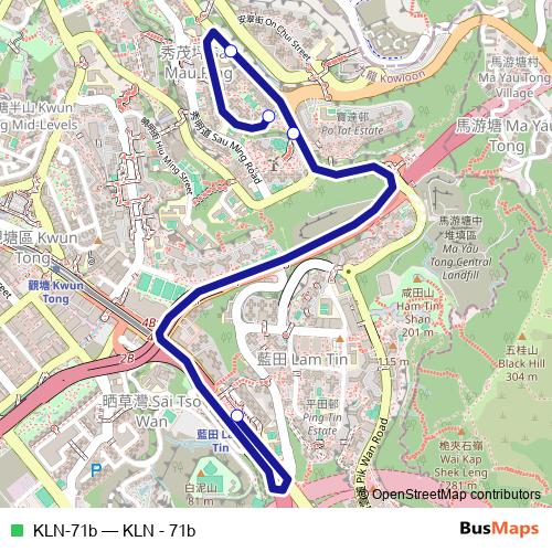KLN-71b bus Line Map