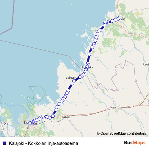 Kalajoki - Kokkolan linja-autoasema bus Line Map