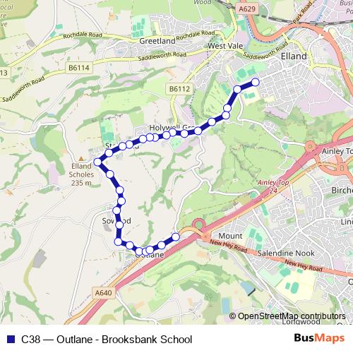 C38 bus Line Map