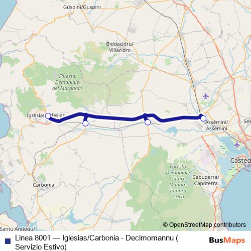 Linea 8001 bus Line Map