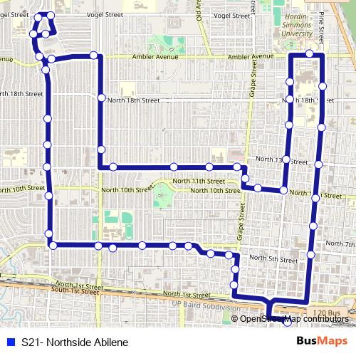 S21- Northside Abilene bus Line Map