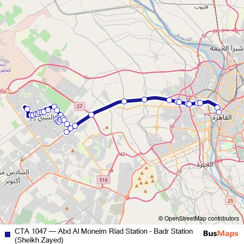 CTA 1047 bus Line Map