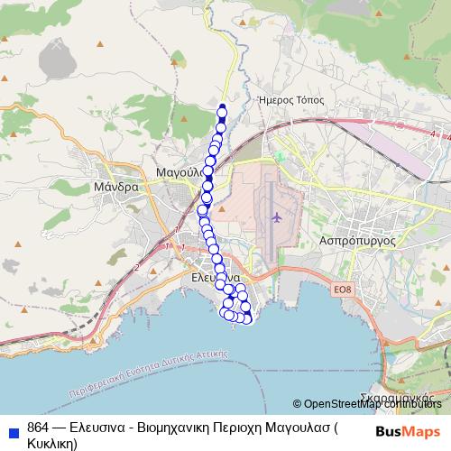 864 bus Line Map
